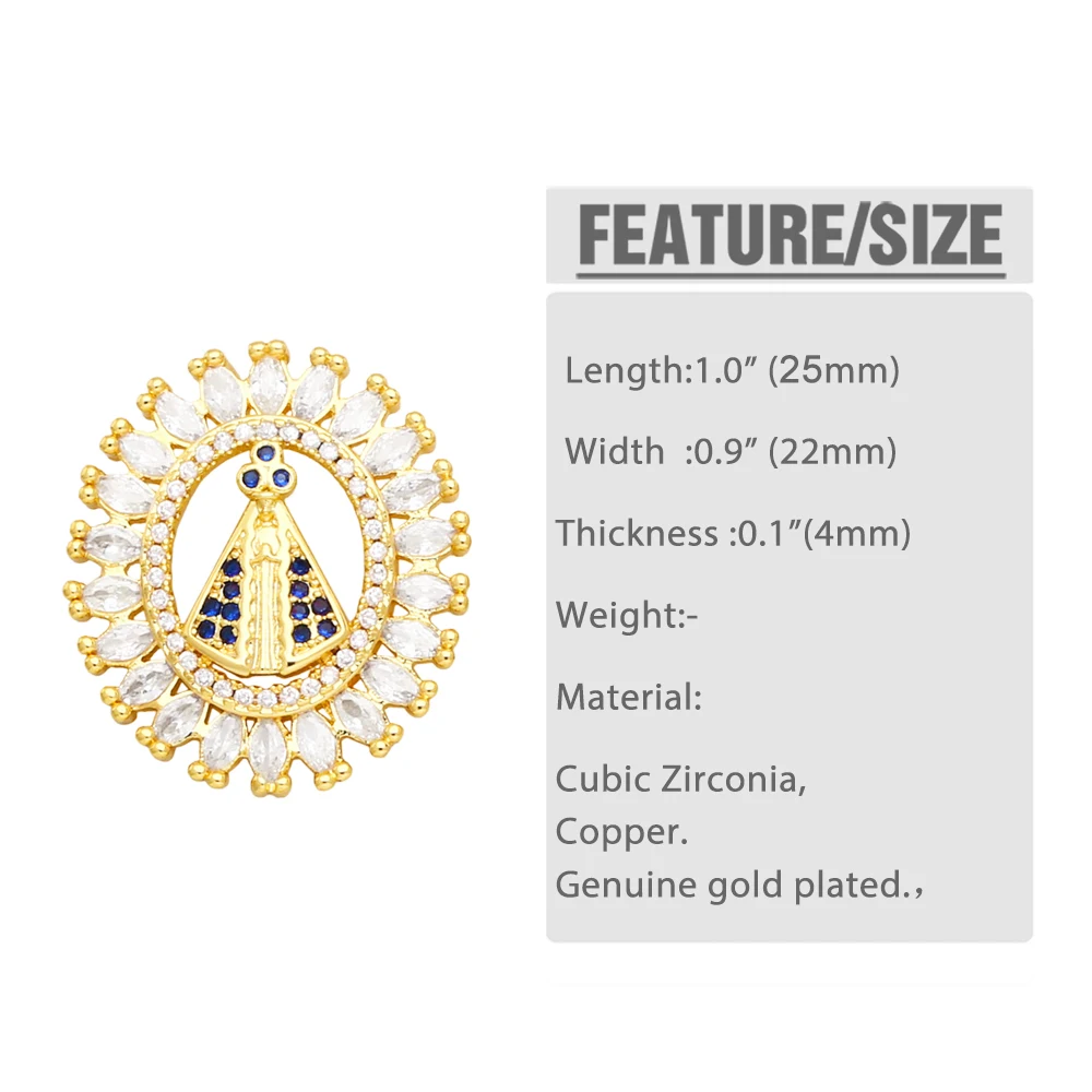 Clearance Trendy Crystal Virgin Mary Pendant for Necklace Copper Gold Plated Religions Jewelry Making Supplies Wholesale pdta961
