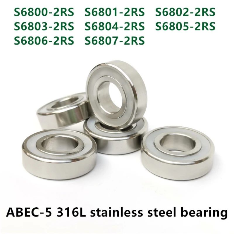 10pcs 316L stainless steel bearing S6800/6801/6802/6803/6804/6805/6806/6807-2RS waterproof anti-corrosion bearings