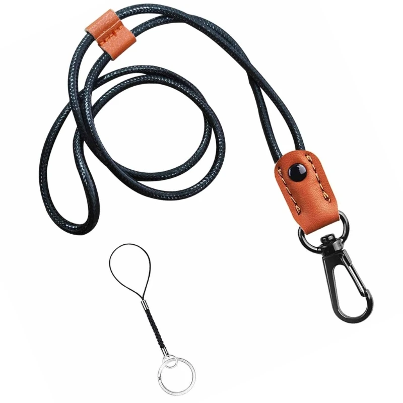 Llavero con correa para cuello, cordones largos para cuello con clip metal para billetera y porta llaves