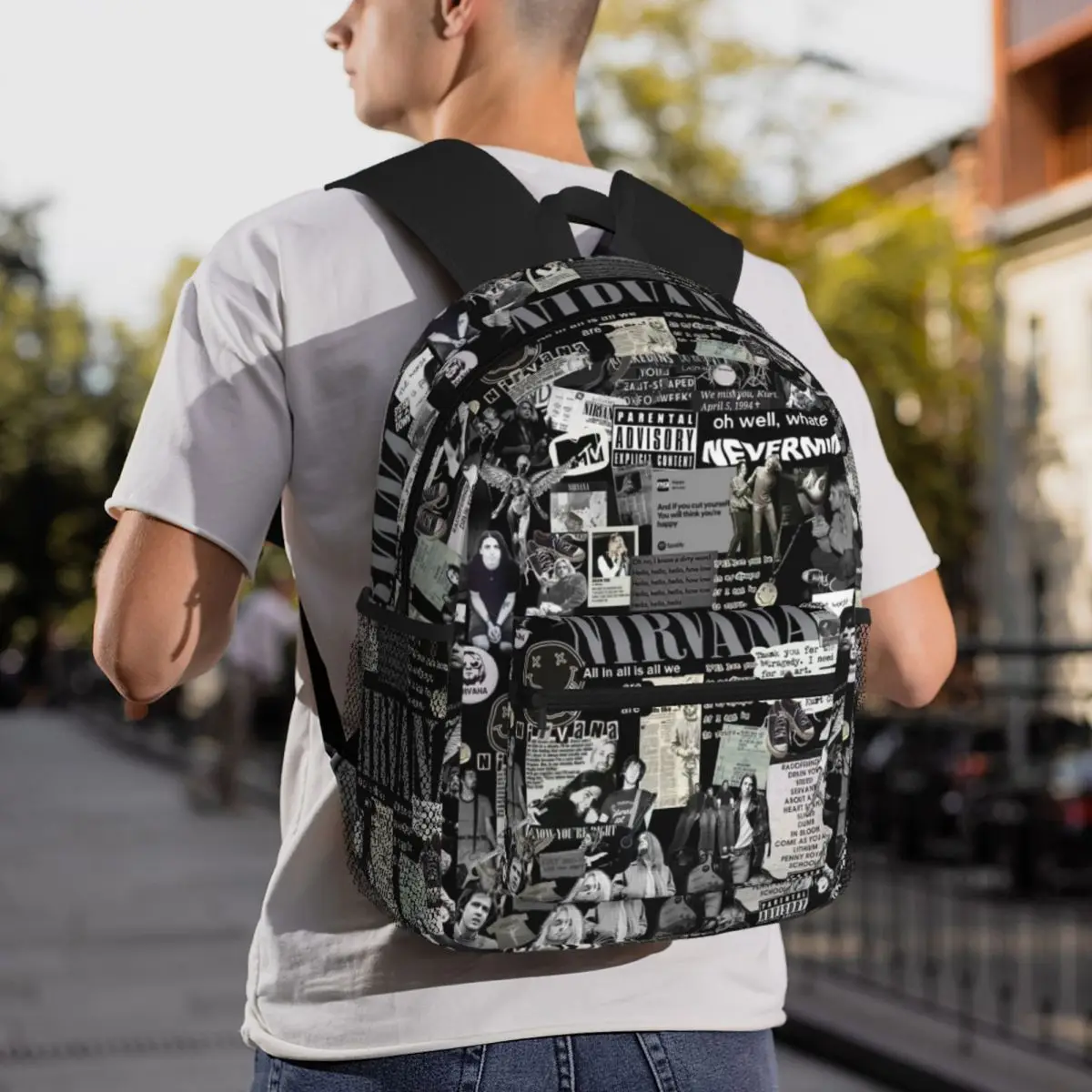 Nirvanas One Sided Smile Backpack Daypack Large Capacity Kids BookBag School Bag Shoulder Bags for Men Women