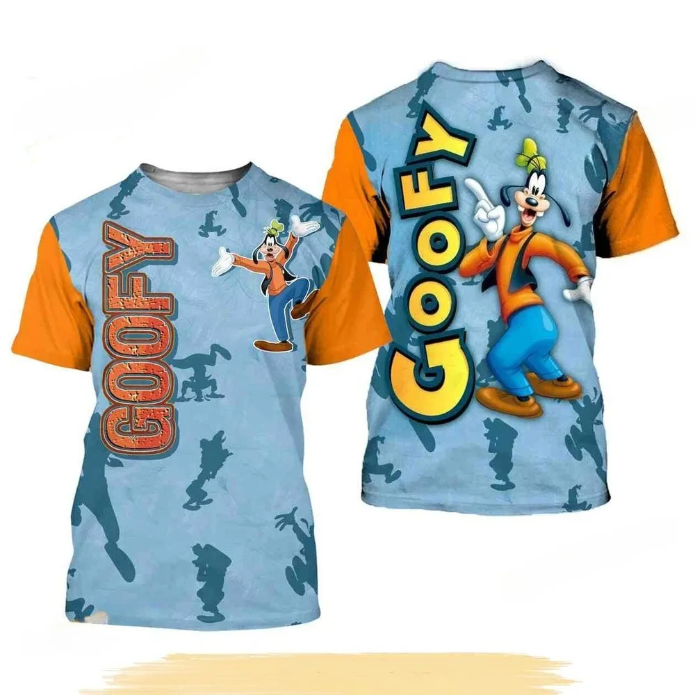 

Goofy Dog Orange Button Overalls Patterns Disney 3D Printed Children's T-shirts Summer Men‘s Women's Quick Dry Tees Kid‘s Tops
