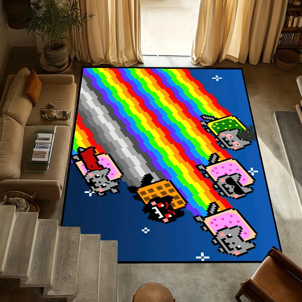 

Cartoon N-Nyan C-Cat Bitcoin carpet Bedside Kitchen Bath Living Home House Bedroom Floor Mat Doormat Large Carpet Rug Decoration