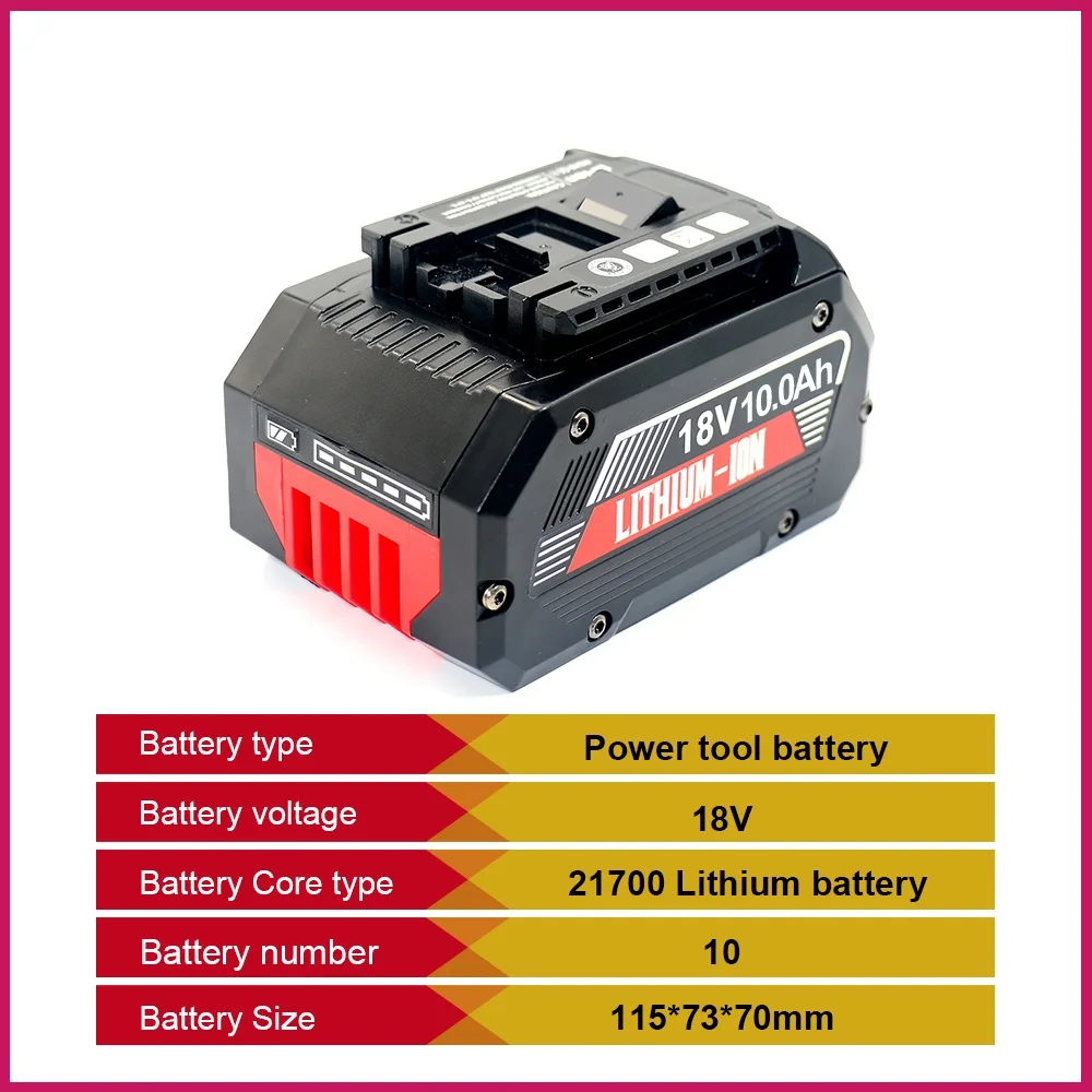 

For Bosch Max-21700 18V 8.0Ah 8000mAh Li-ion Battery ，PBA PSB PSR PST Bosch Home Garden Tools AL1830CV AL1810CV AL1815CV