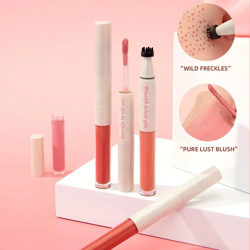 

2-in-1 Dual-Ended Freckle &Blush Stick Waterproof Sweatproof Stamp Freckle Blush Pen Lifelike Portable Fake Freckles Pen