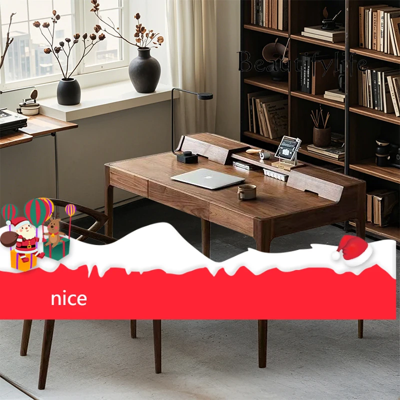 sZItalian solid wood desk small apartment home study computer desk bedroom study against the wall new Chinese office desk