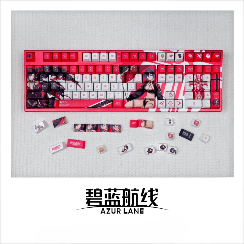 Azur Lane Keycaps Custom PBT Cherry Profile Keycap Cute Anime Point Key Cap for Gaming Wooting Wob Crush80 Mechanical Keyboard