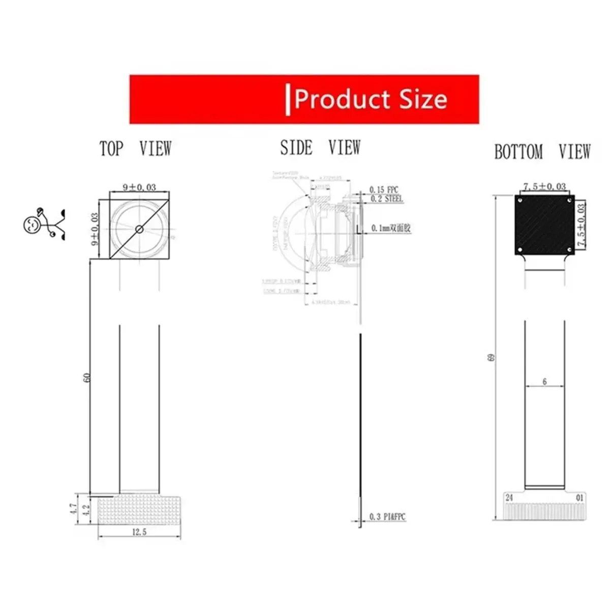 “QUALITY EXCELLE“ABKQ-OV2640 Camera Module for CAM Camera Module 2MP 160 Degree Night Vision MIPI 24PIN Lens Module
