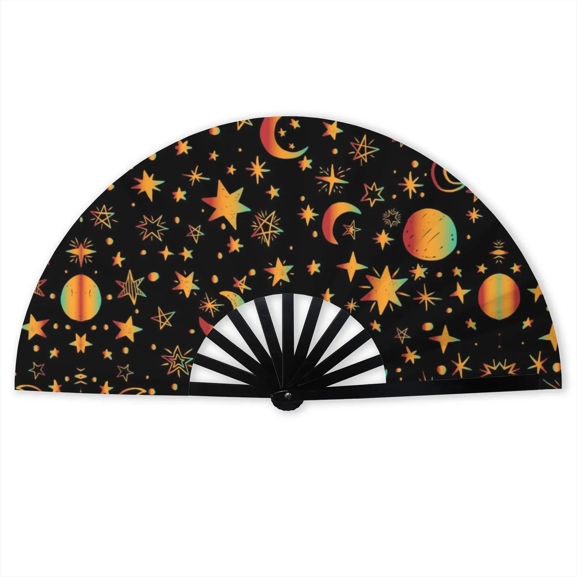 Celestial Moon And Stars Traditional Folding Fan Chinese Style Galaxy Space High-Quality Fans Gift Exquisite Decorative Hand Fan