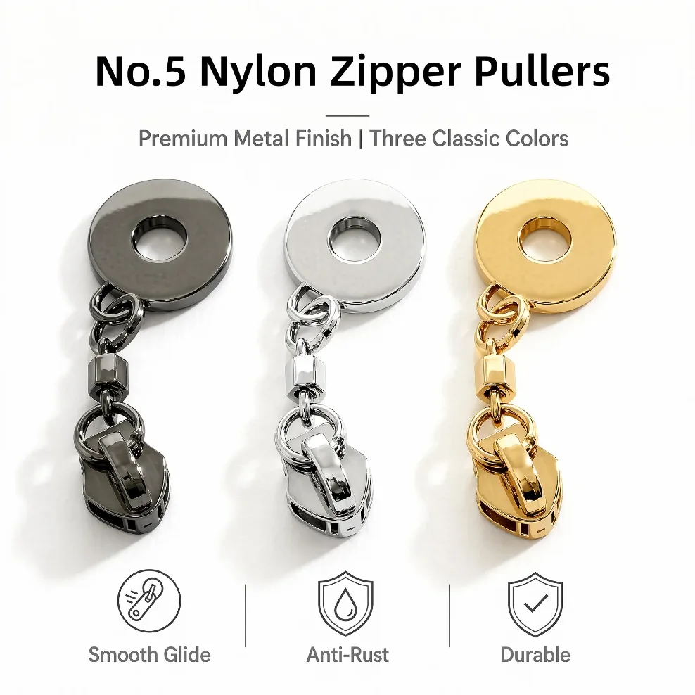 5/20/30Pcs 5# Zipper Puller Sliders for Nylon Zips Closures Bag Jacket Pocket Zip Head Repair Kit Garment Sewing Accessories