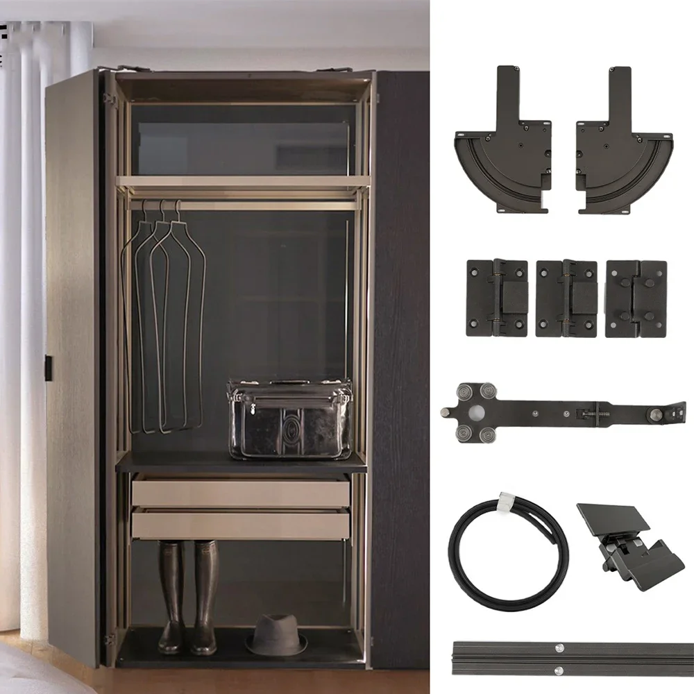 

Corner Cabinet No Lower Track Fully Open Cabinet Door Slide Rail 1 Set 260 Degree Large Angle Folding Door Slide Rail Track