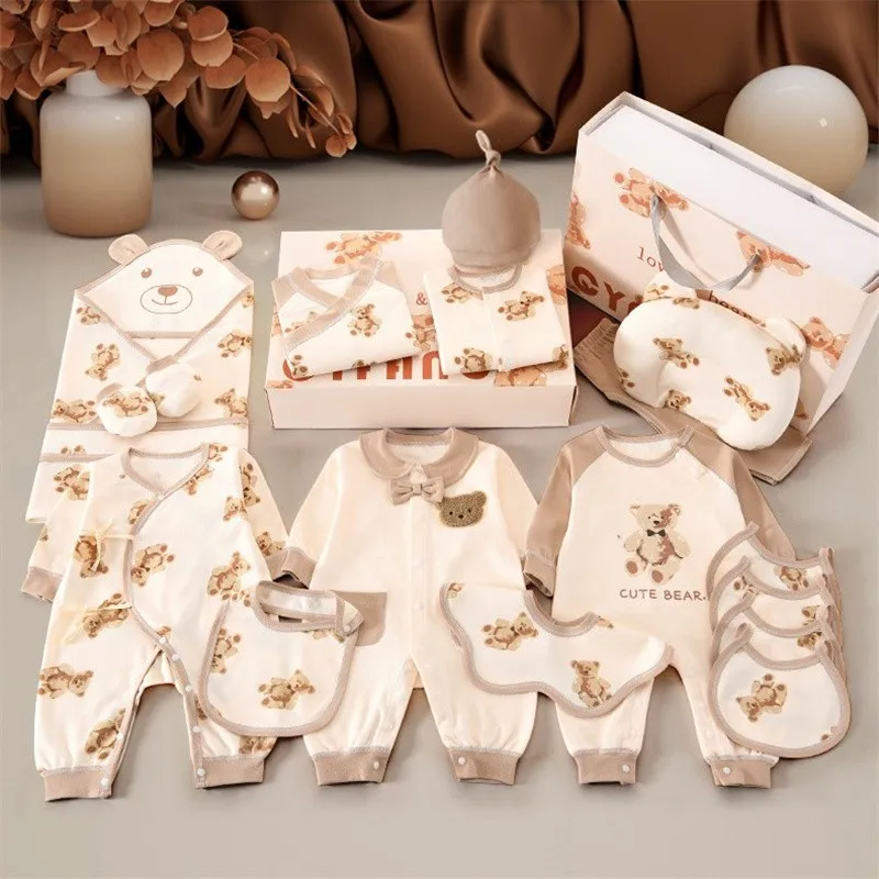 20/22/24/26pcs Cute Bear Newborn Baby Clothes Set 100% Cotton Baby Boy Girl Clothes Suit Newborn Gift Baby Shower Gift No Box