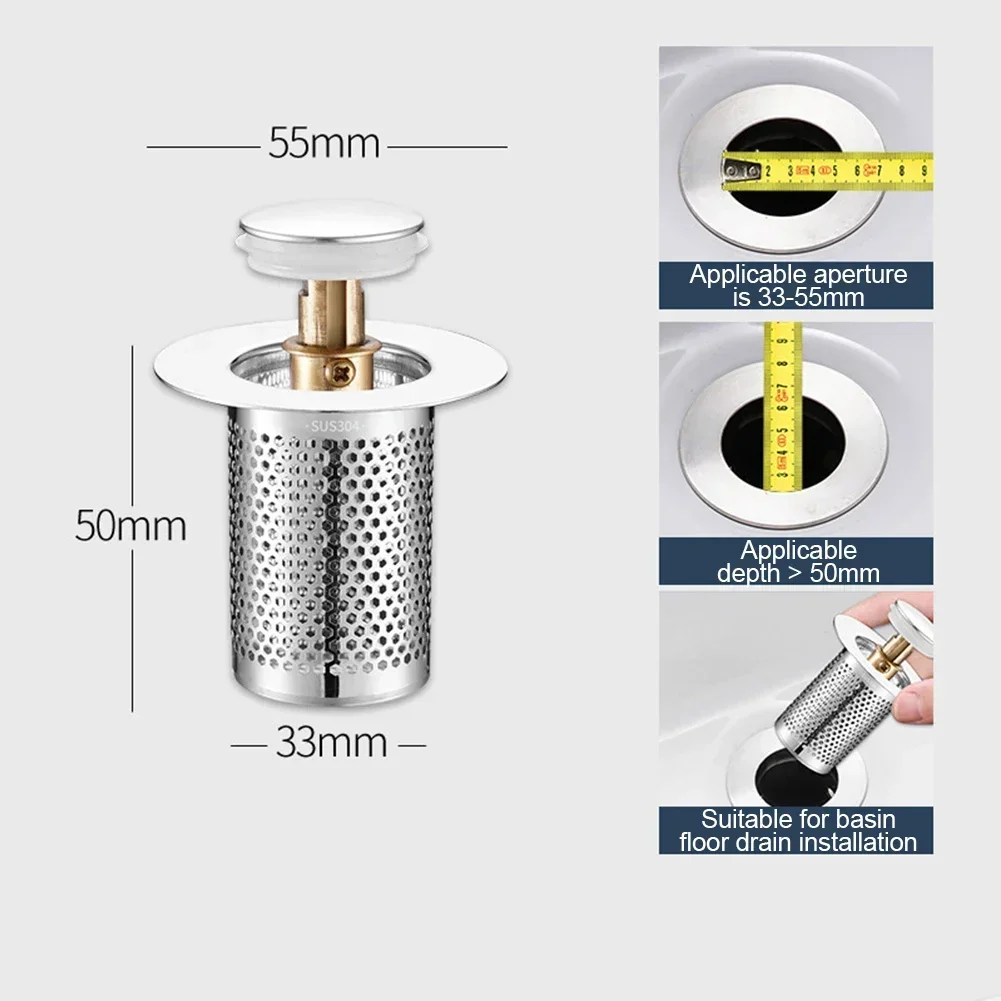 Scratch Resistant and Easy to Clean Sink Aid Stainless Steel Kitchen Drain Strainer Water Sealing Sink Stopper