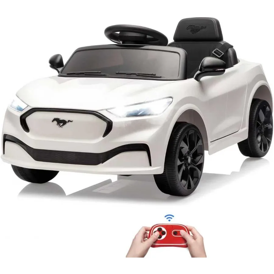 어린이용 전동 자동차, 12V 전동 유아용 자동차 리모컨 포함, LED 조명 및 음악 플레이어가 있는 어린이용 탈것 장난감