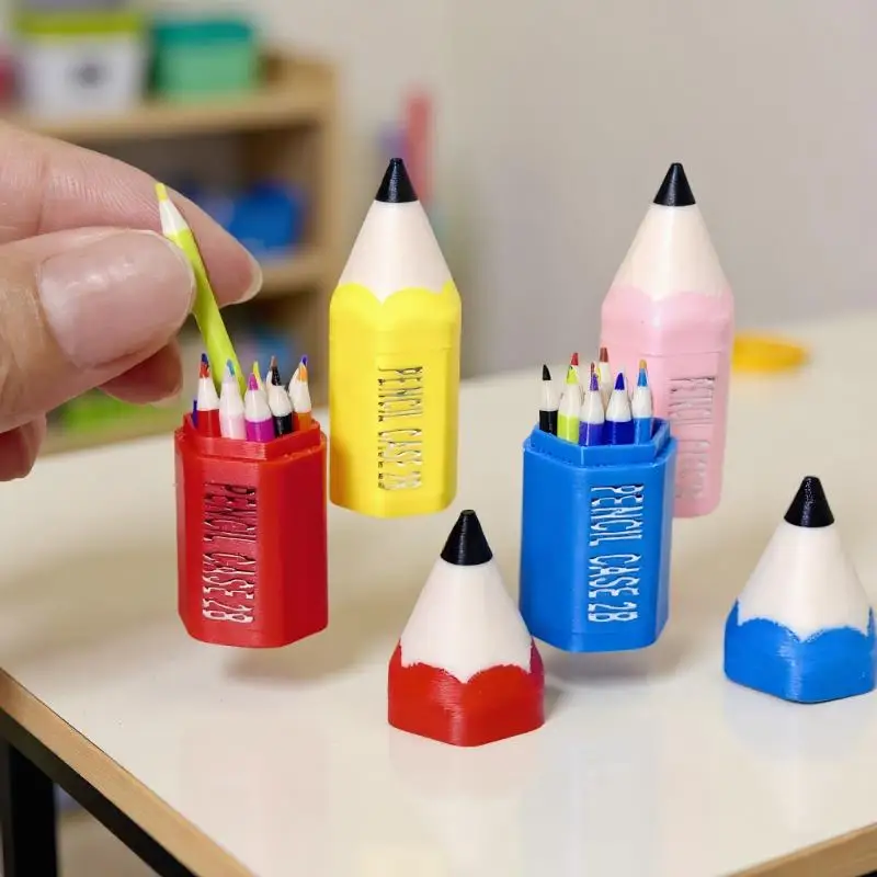 Interactive Play Toy for Children: 10/12pcs Dollhouse Miniature School Supplies and Colored Pens Accessories Set