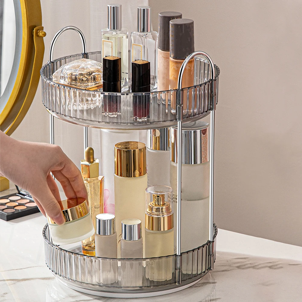 360 Rotating Makeup Organizer Large Capacity Cosmetic Organizer Transparent Multi-Layer Make Up Organizer Box Home Desktop Rack