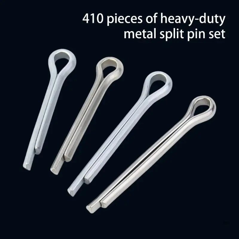 410Pcs Heavy Duty Metal Cotter Pin Iron Solid for Mower, Tractor, Motorcycle, Boats, Vehicle Securing Hitch