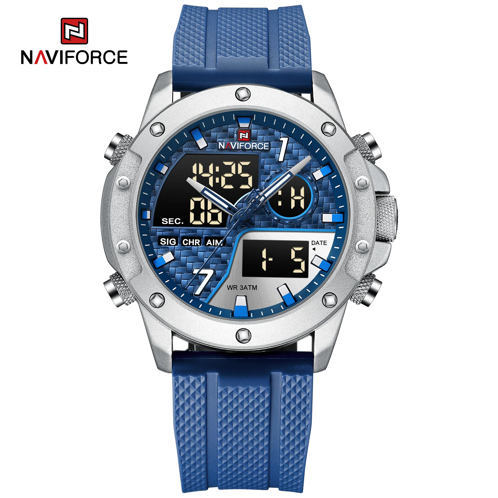 NAVIFORCE Men Watch Dual Display Coffee Sport Timepiece Chronograph Quartz Wristwatch Date Male Clock Relogio Masculino NF9221