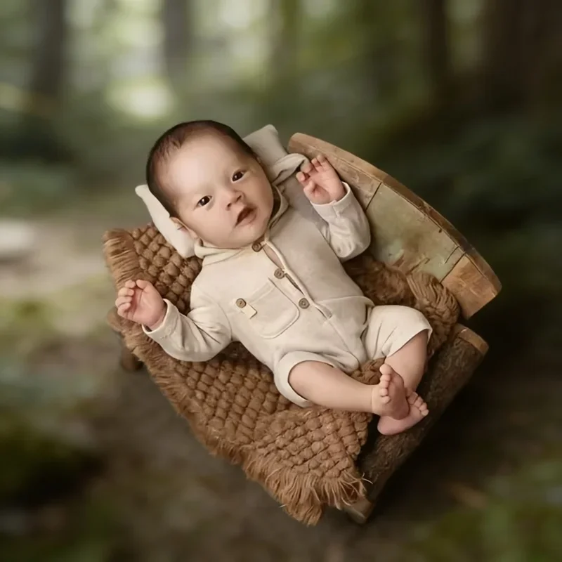 1Pc Soft Crochet Blanket Basket Stuffer Filler Baby Photo Pad Newborn Background Prop Multicolored Studio Photography Props
