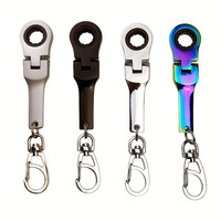 10mm Ratchet Wrench Mini Shaped J-DM Metal Racing Keychain Key Chain Ring Keyring Adjustable Wrench Tools Tool