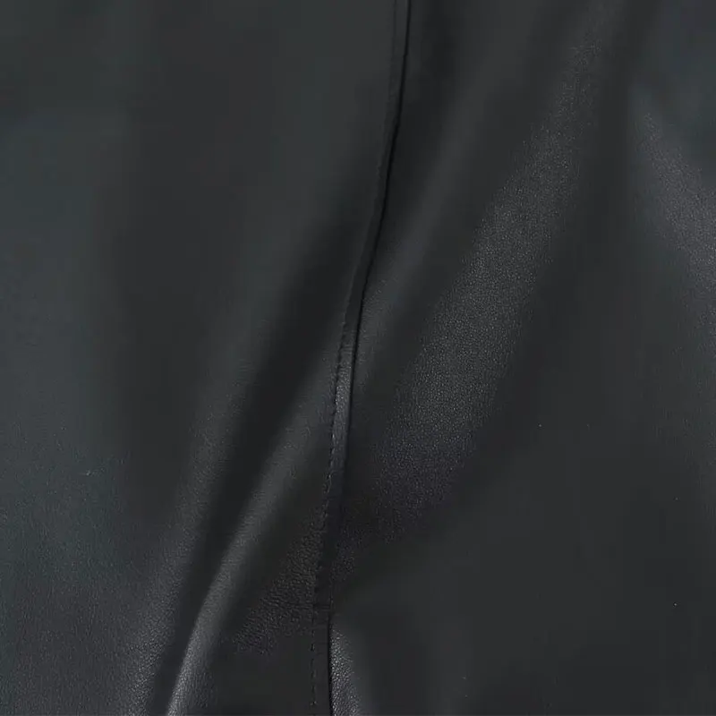 TFAFXY 2026 Spring Faux Leather Casual Solid Chic Women Suit Cami Slim Folds Vest Loose Midi Skirt New Fashion  Female Sets image 6