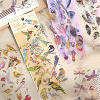 3 pcs Kawaii Stationery Feather Dragonfly Bird Jellyfish Decorative  Journal Stickers Scrapbooking Material Label Diary Planner