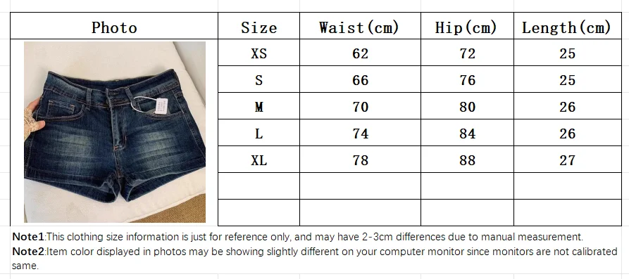Damen-Jeans-Shorts Sommer Sexy Niedriggeschnittene Enge Elastische Jeans-Kurzhosen Vintage Y2K Streetwear Hot Shorts – Detail 1