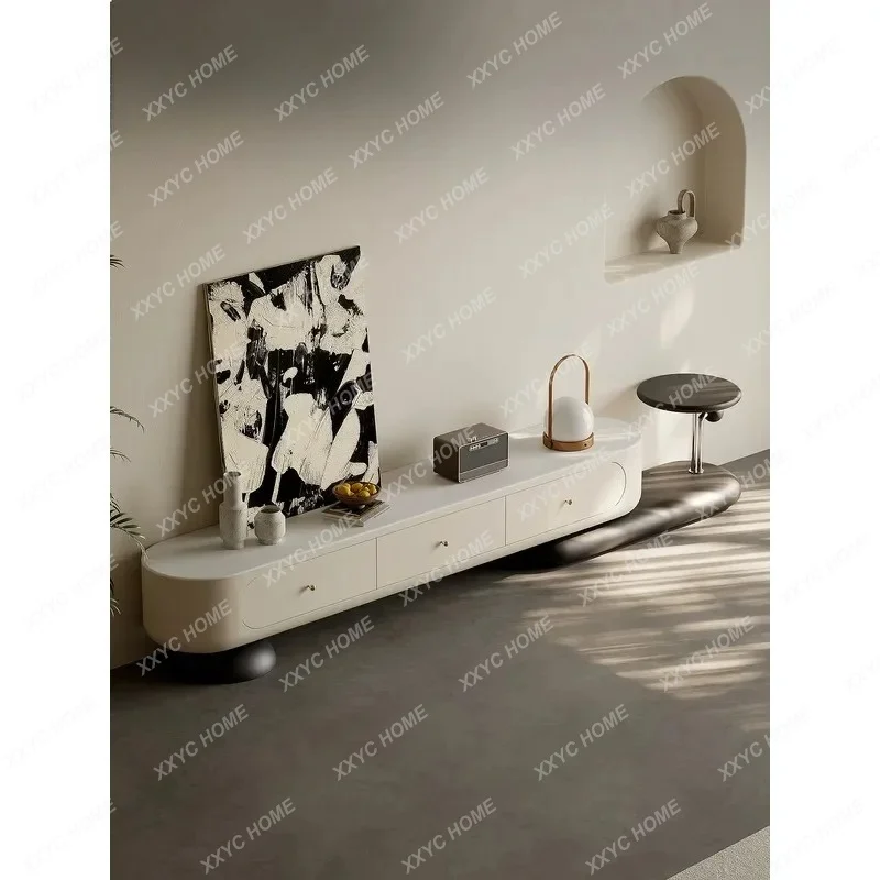 X Tide Leader  Microcrystalline Stone Extendable TV Stand Cream Style Living Room Cabinet