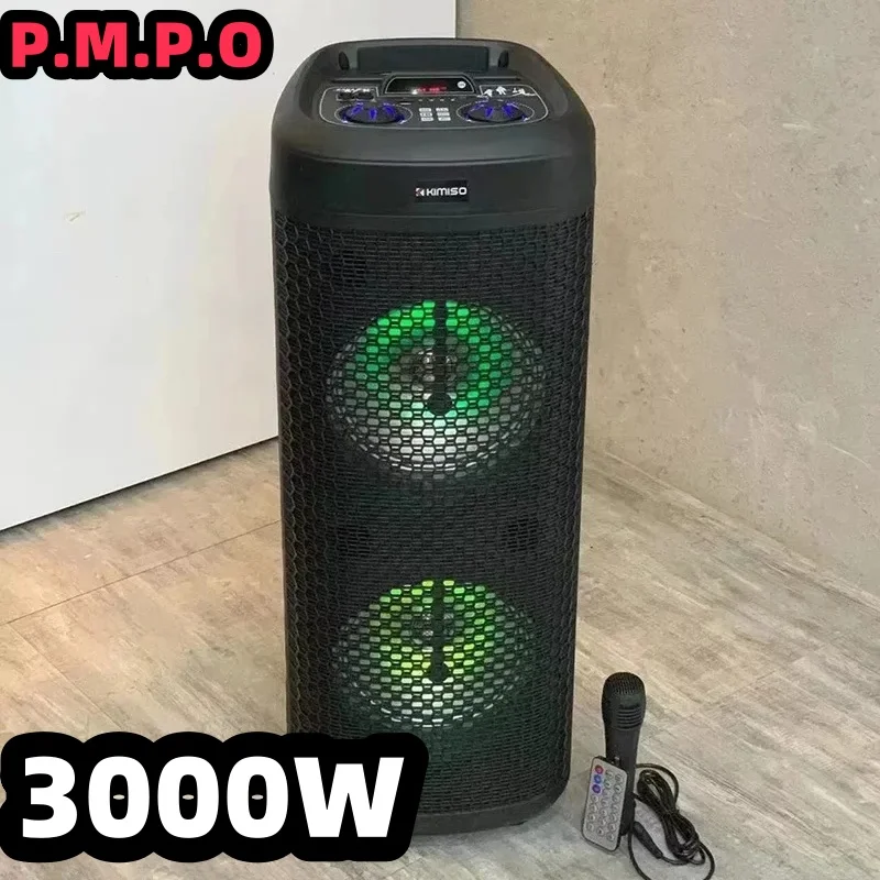 3000W Peak High Power FM Family Party Karaoke Sound Heavy Bass Outdoor Portable Wireless Bluetooth Speakers With Mic LED TF USB