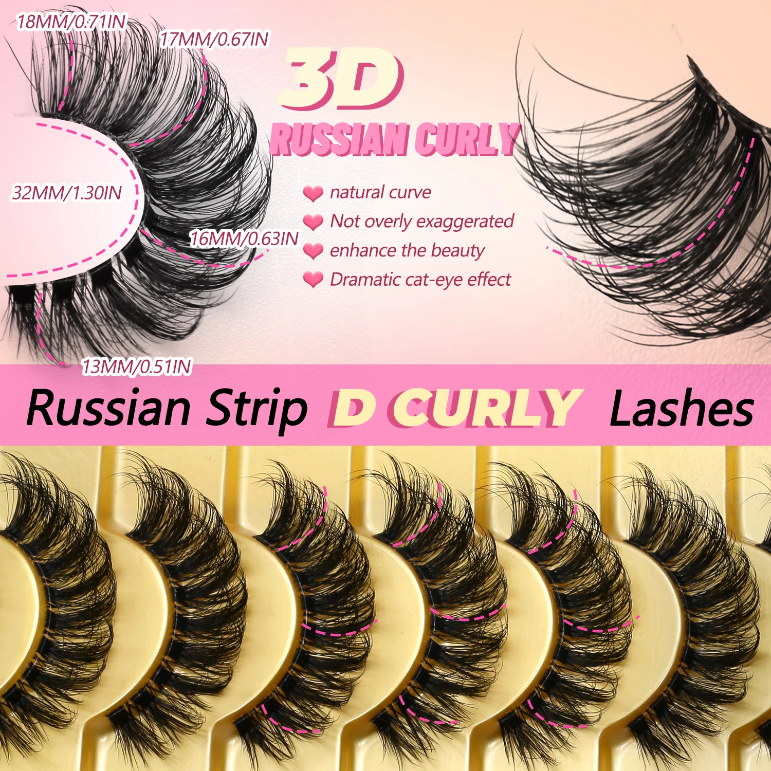 VELTRINAY 猫のまつげつけまつげロシアストリップまつげ 3D カールフェイクミンクまつげうっすらふわふわナチュラルつけまつげメイクアップ