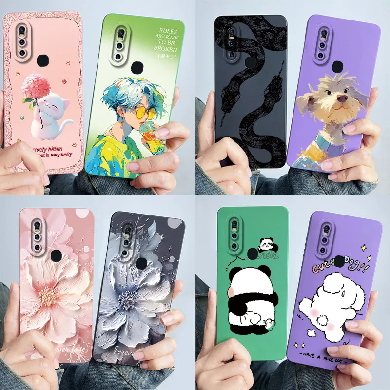 Cover For Vivo V15 1819 Phone Case vivoV15 Soft Silicone Sweet Painted Cartoon Lovely Printed Protective Coque Smartphone Cases