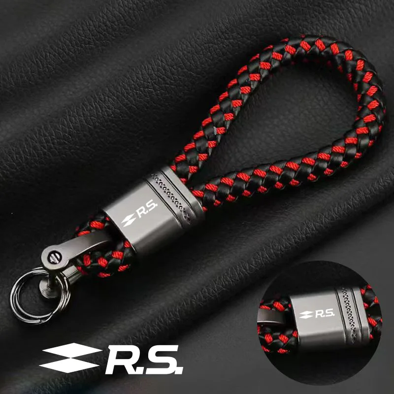 For Renault RS Sport Megane 3 4 2 Clio 5 Line Sandero Scenic Logan Twingo Koleos Car Braided Rope Keyring Metal Keychain Custom