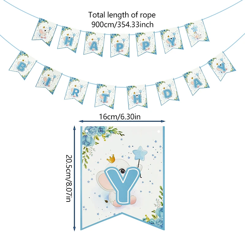 Cartoon Baby Elefant Einweg geschirr Set Papp teller Tasse Serviette Kinder Jungen Geburtstags feier Dekoration Baby party liefert – Detail 13