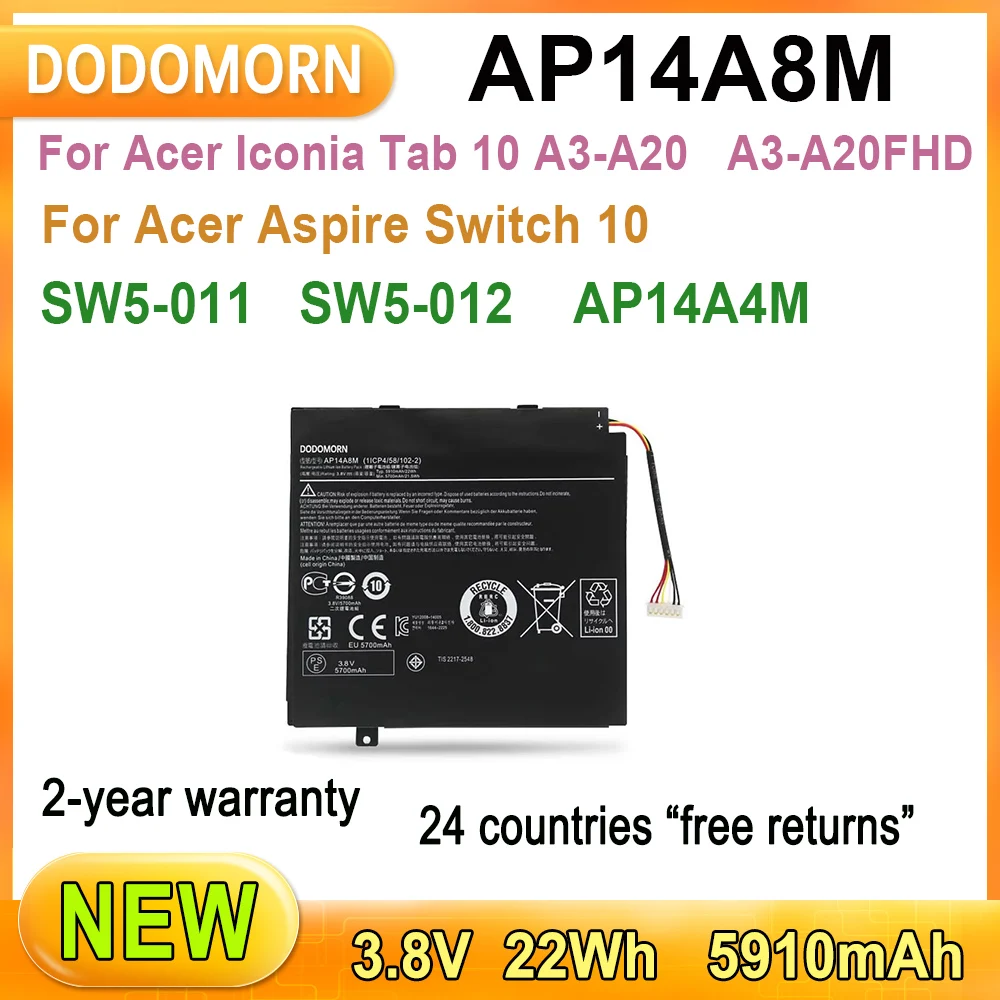 bateria recarregavel do li lon ap14a8m aba 10 de acer iconia a3 a20 a20fhd interruptor 10 do aspire sw5011 ap14a4m icp4 58 1022 novo 01