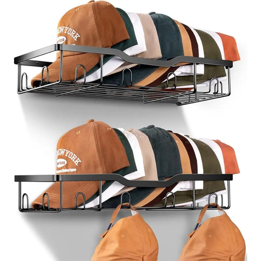 Large Capacity Hat Storage Rack Save Space Heavy Type Wall-mounted Hat Rack Durable Easy Installation Metal Storage Shelf Home