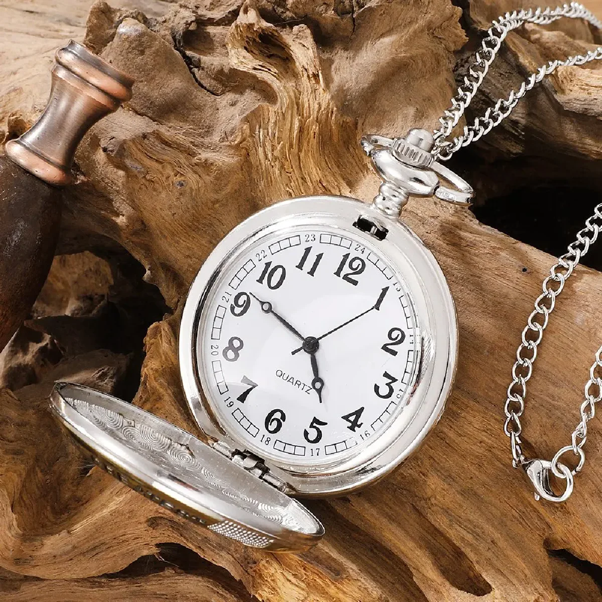 Vintage Silver Golden Luxury THE GREATEST DAD Quartz Pocket Watch Fob Chain Necklace Mens Fathers Gifts Clock