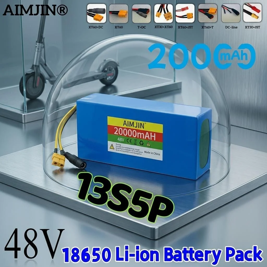 18650 20AH Li-Ionen-Akkupack 48V 13S5P 250-1000W Langlebige Batterie 100Ah für Elektroroller