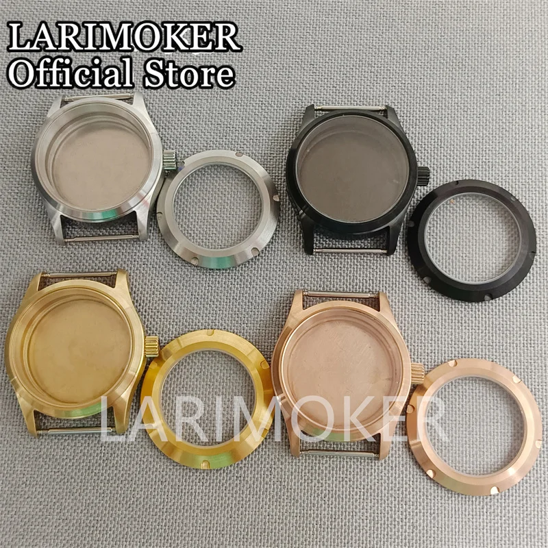 LARIMOKER 36mm/39mm Silver Gold Black Rose gold dome sapphire glass watch case fit NH35 NH36NH34 ETA2824PT5000Miyota9015movement