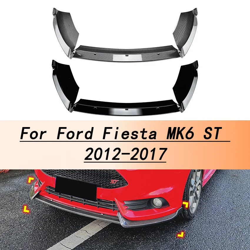 Front Bumper Lip Spoiler for Ford Fiesta MK6 ST 2012-2017, Aerodynamic Front Valance Body Kit, Exterior Modification Accessory