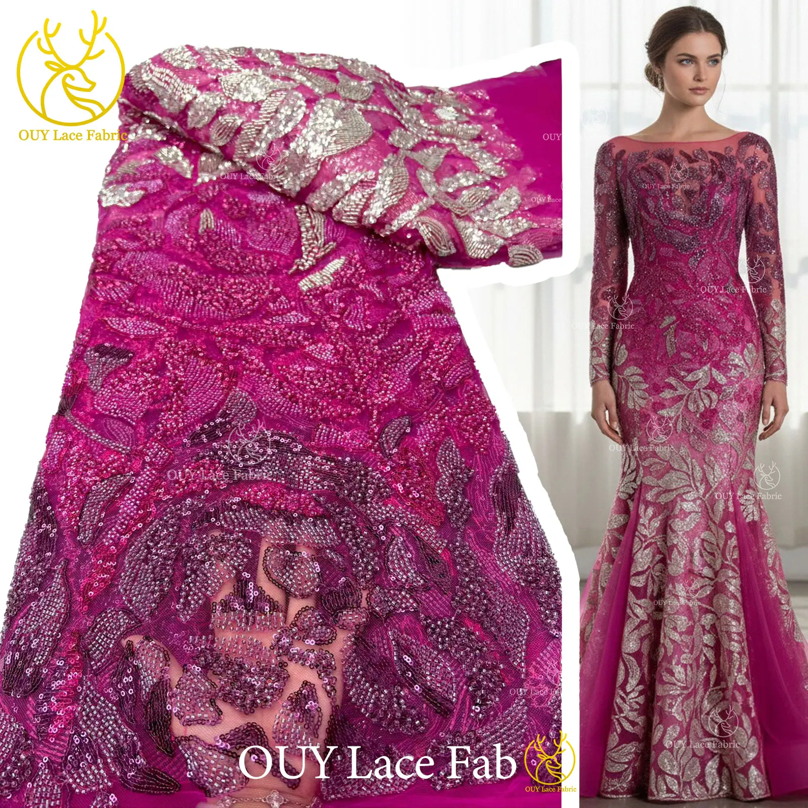 

Fashion French Sequins Lace Fabric 2026 High Quality African Beaded Tulle Mesh Lace Fabric For Nigerian Women Party Dress Sewing