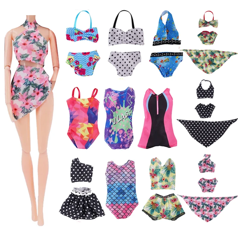 6pcs/lot Fashion Doll Clothes Swimsuits Beach Swim Wear 11.5in/30cm Doll Accessories Bikini Suits Toy Game Fun 1/6 Doll Outfits