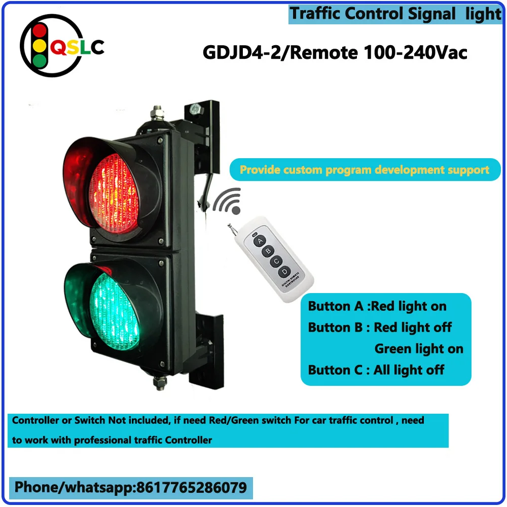 Factory Direct Sell 100mm Red Green Mini Traffic Signal Light 4 Inch Traffic Warning Light Remote Control School Teach Light