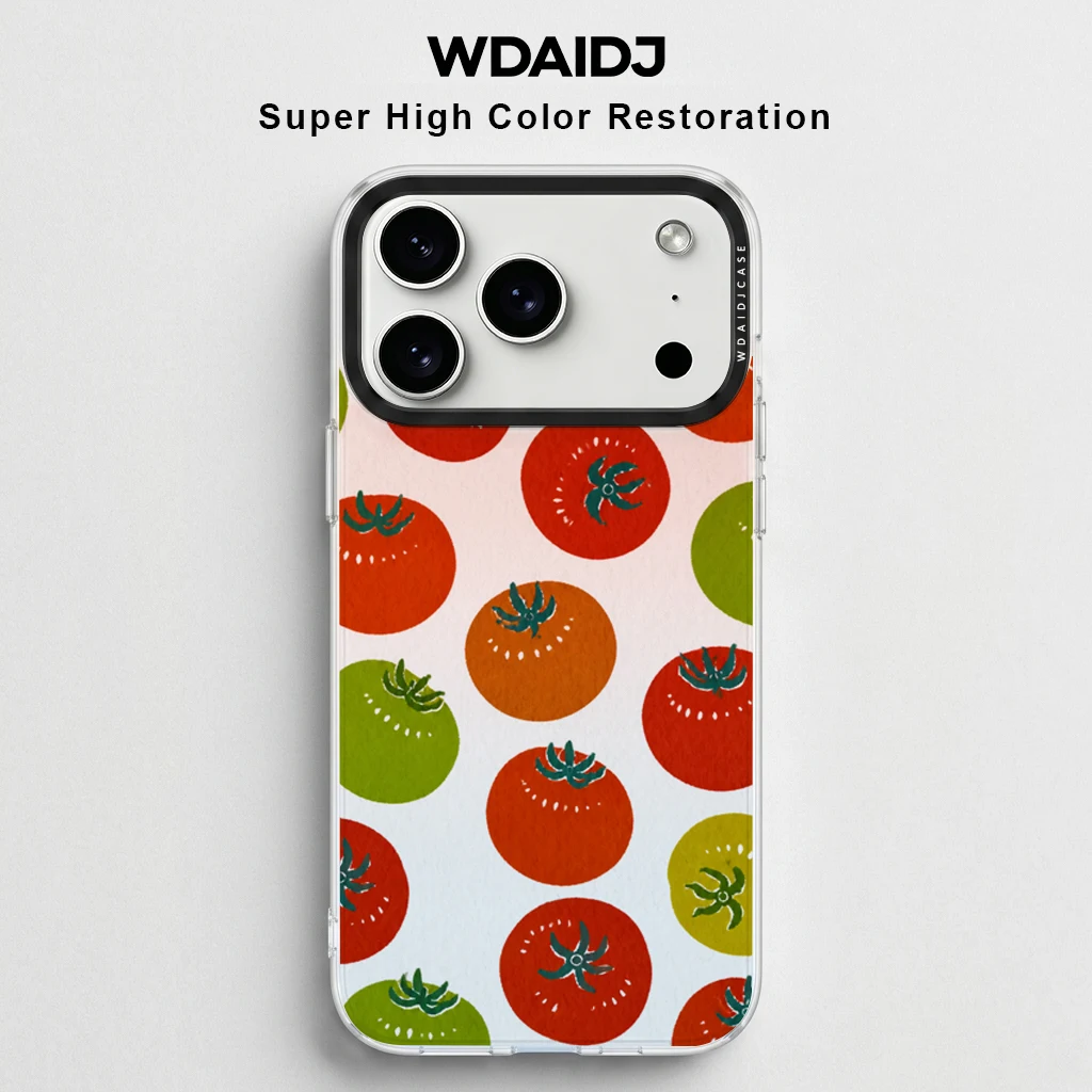 

Watercolor Tomato Print Phone Case For iPhone 13 14 15 16 17 Anti Scratch Flexible Case In Fresh Summer Style