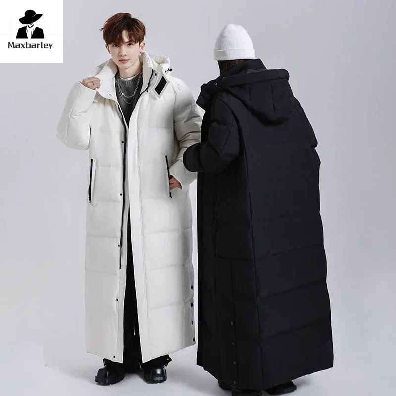 2024 Winter Long Down Jacket Men\'s Women\'s Luxury Lightweight Hooded Goose Down Warm Parka Streetwear Snow Thick Puffer Jacket