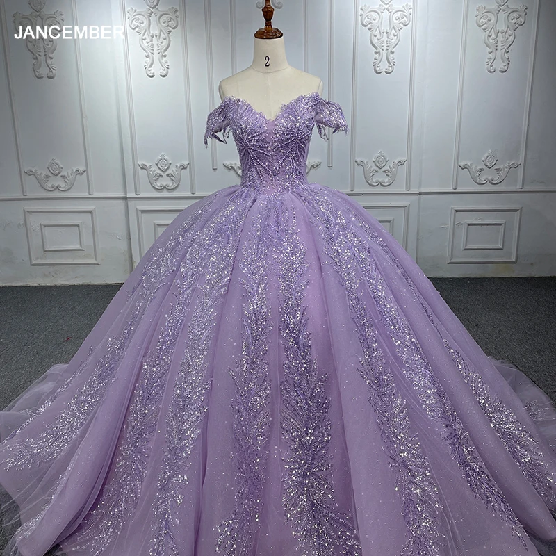 

Purple International Women's Quinceanera Ball Dresses Off Shoulder Sweetheart Beading Lace Formal Occasion Party Gown DY6537