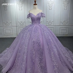 Purple International Women's Quinceanera Ball Dresses Off Shoulder Sweetheart Beading Lace Formal Occasion Party Gown DY6537