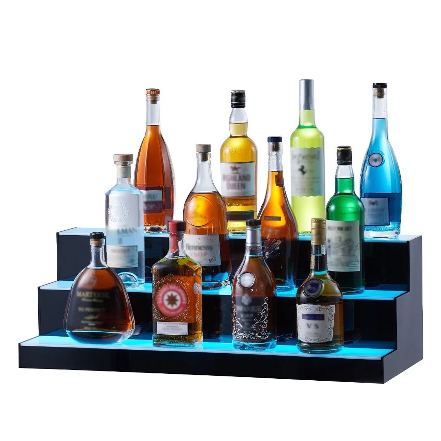 

LED Lighted Liquor Bottle Display Bar Shelf RF App Control 30 3Step