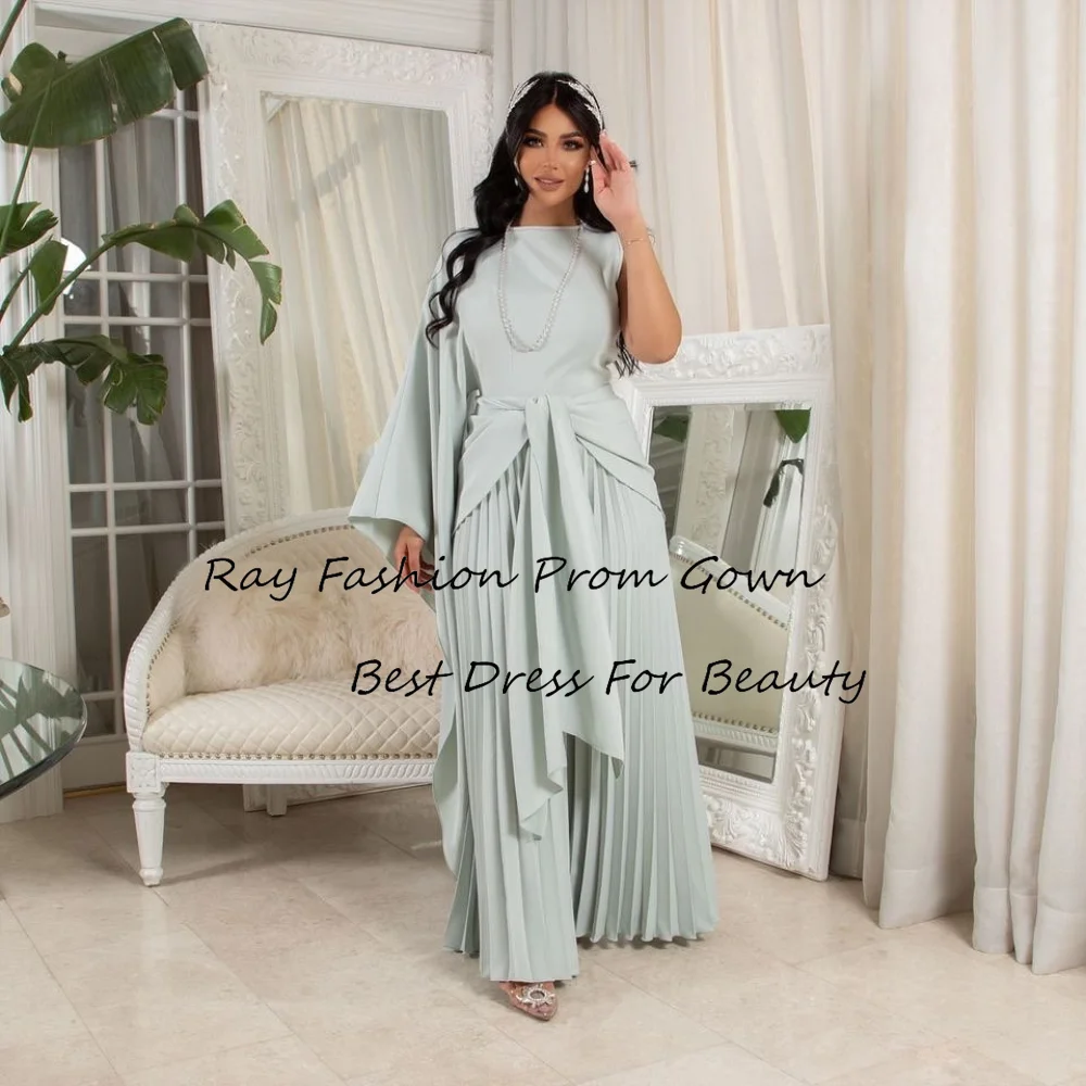 

Ray Fashion A Line Evening Dress Boat Neck Tiered Ruffle With One Sleeve For Women Formal Occasion فساتين سهرة Saudi Arabia