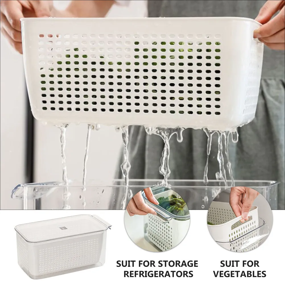 

Контейнер для хранения с дренажем, 2 шт., многофункциональный, для мытья фруктов и овощей, хранения закусок и ингредиентов, для холодильника, контейнер для сохранения свежести