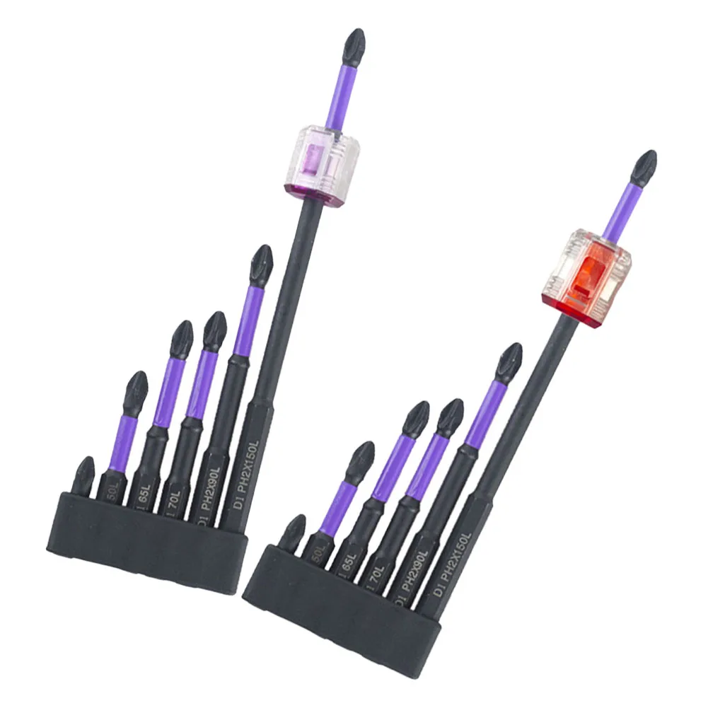 Juego de destornilladores de Cruz PH2, cabezal de lote magnético de 6 piezas, broca de acero de aleación antideslizante con soporte de broca, magnetizador