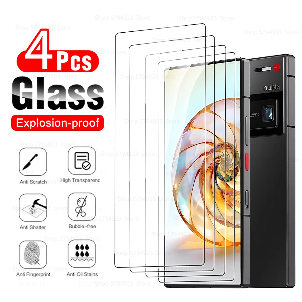 4Pcs Screen Protector For ZTE nubia Z50 Z60 Ultra 5G Full Cover Tempered Glass Red Magic 9 Pro+ 8 8s Pro Plus Z60Ultra Z50Ultra